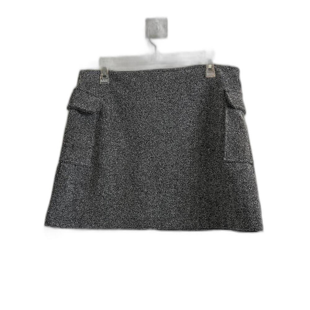 Cute Work Skirt‎ Black and White Tweed Knitted Short Skirt with Pockets